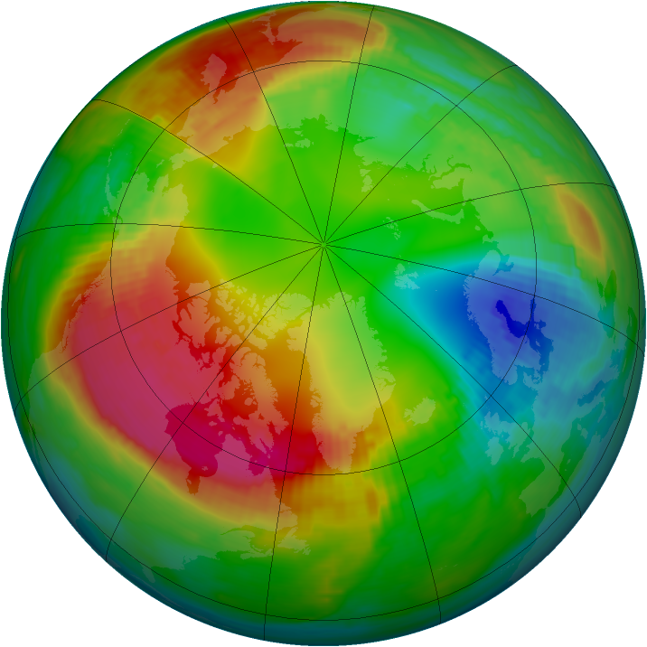 Arctic ozone map for 01 February 1989